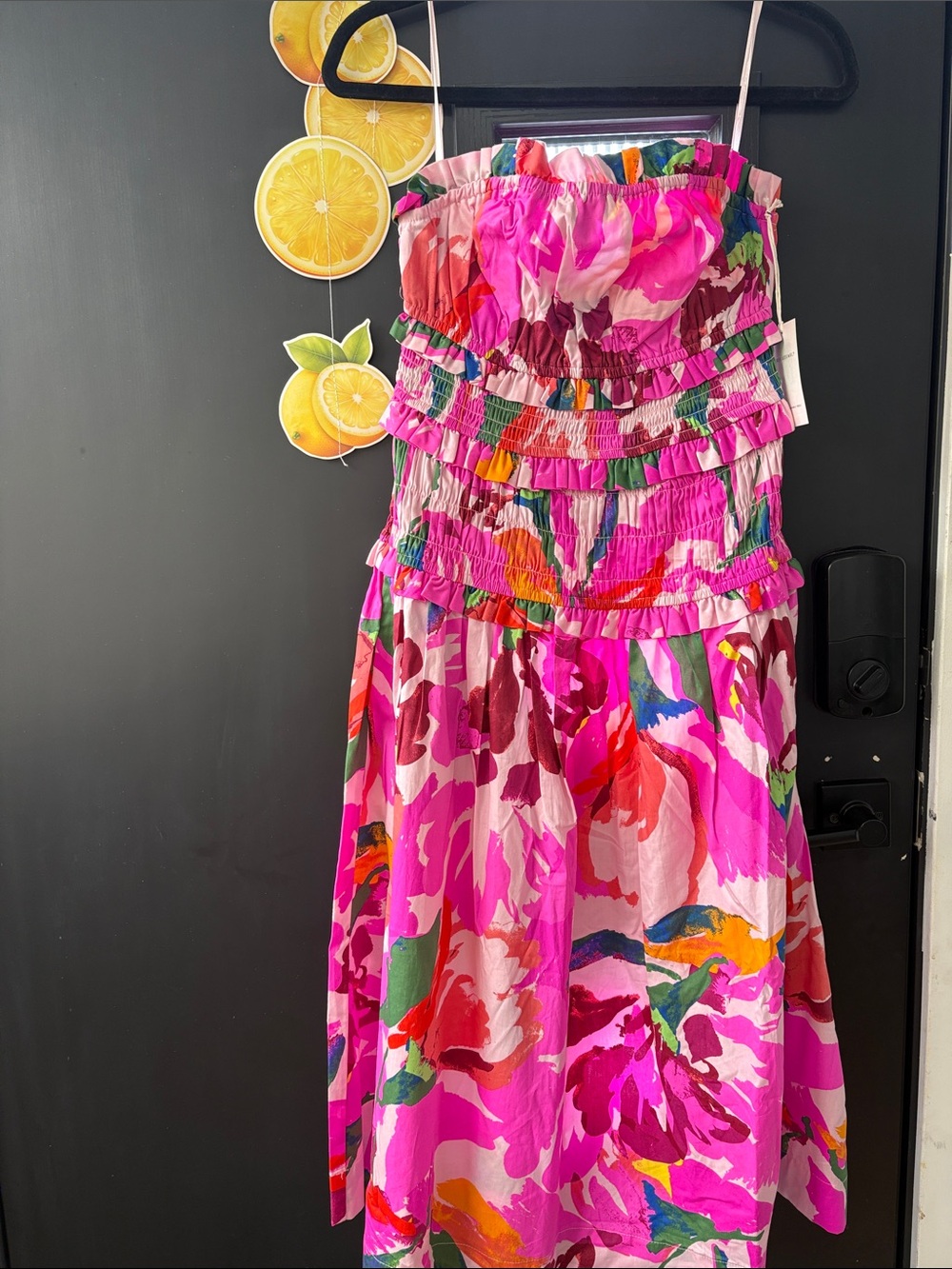 Free Assembly Bright Pink Floral Smocked Sundress NWT